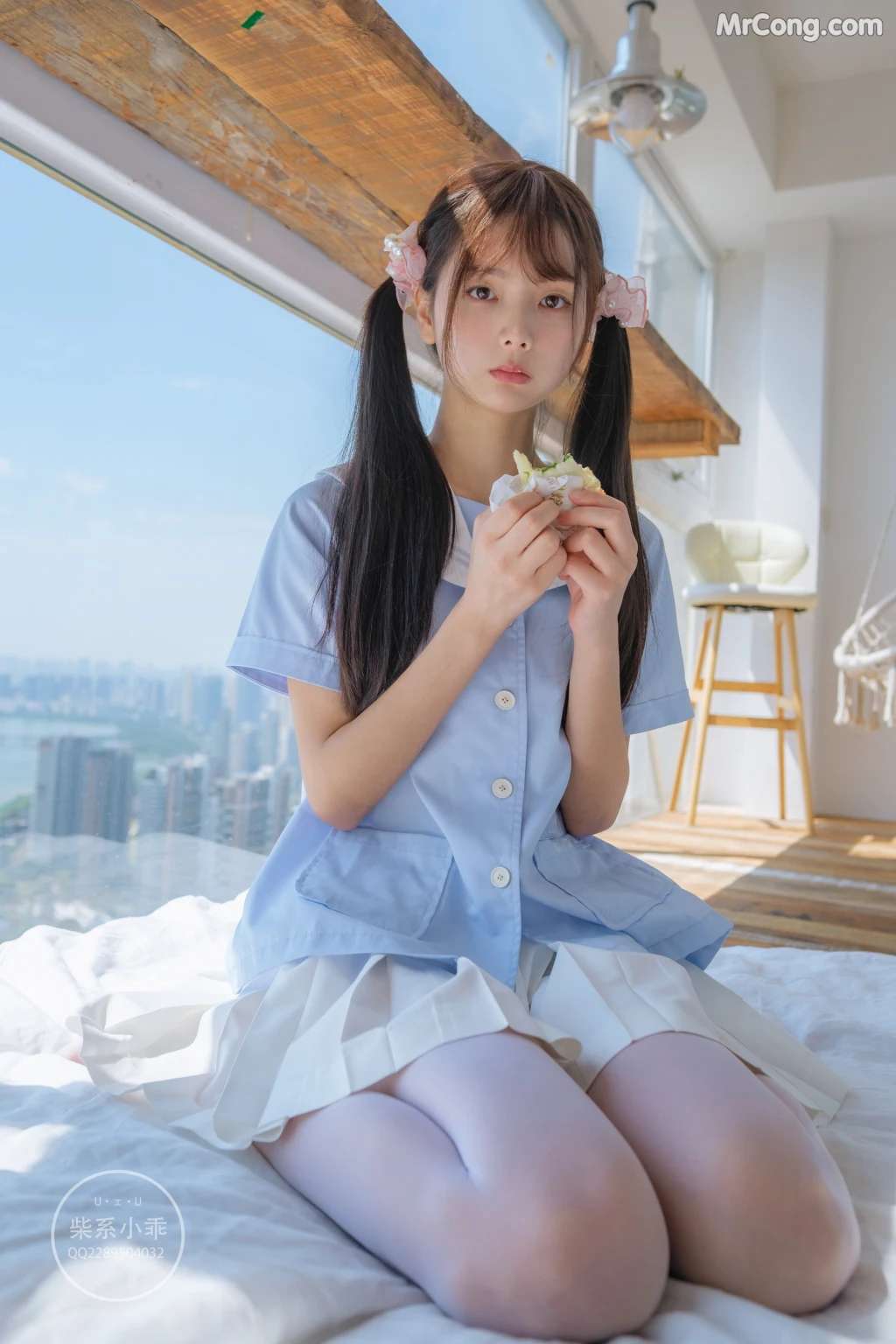 Coser@稚乖画册 Vol.001： 晴空01 白丝双马尾JK (79 photos)