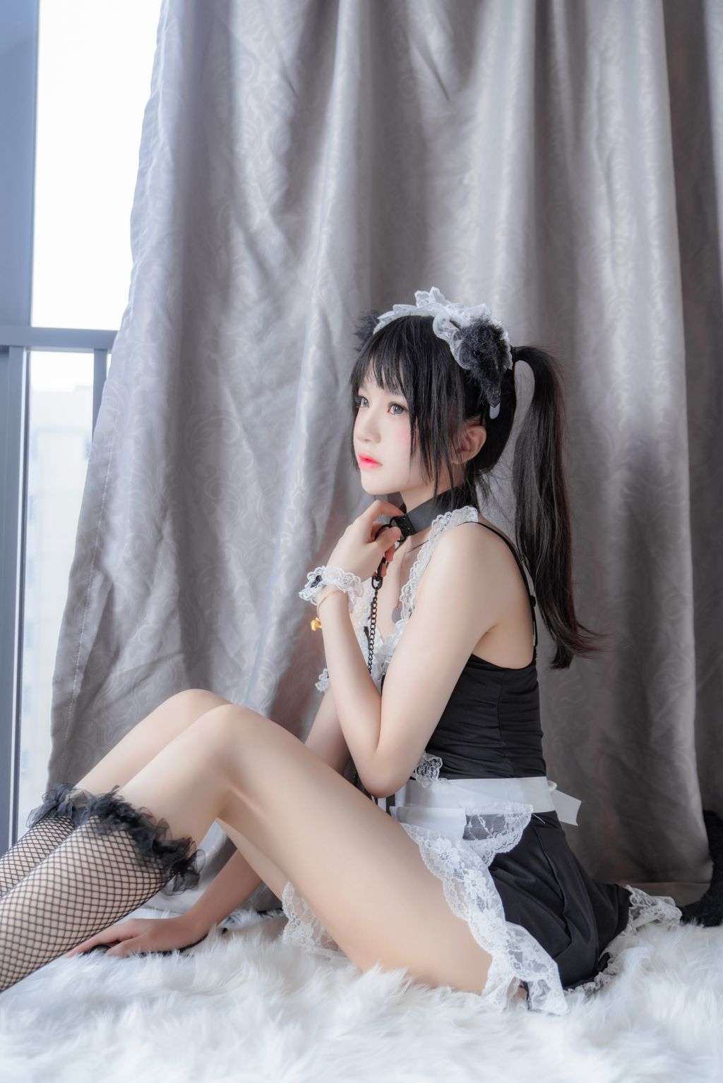Coser @ 桜 桃 喵 Vol.021： 黑猫 妹 抖 (黑猫 女仆) (78 photos)