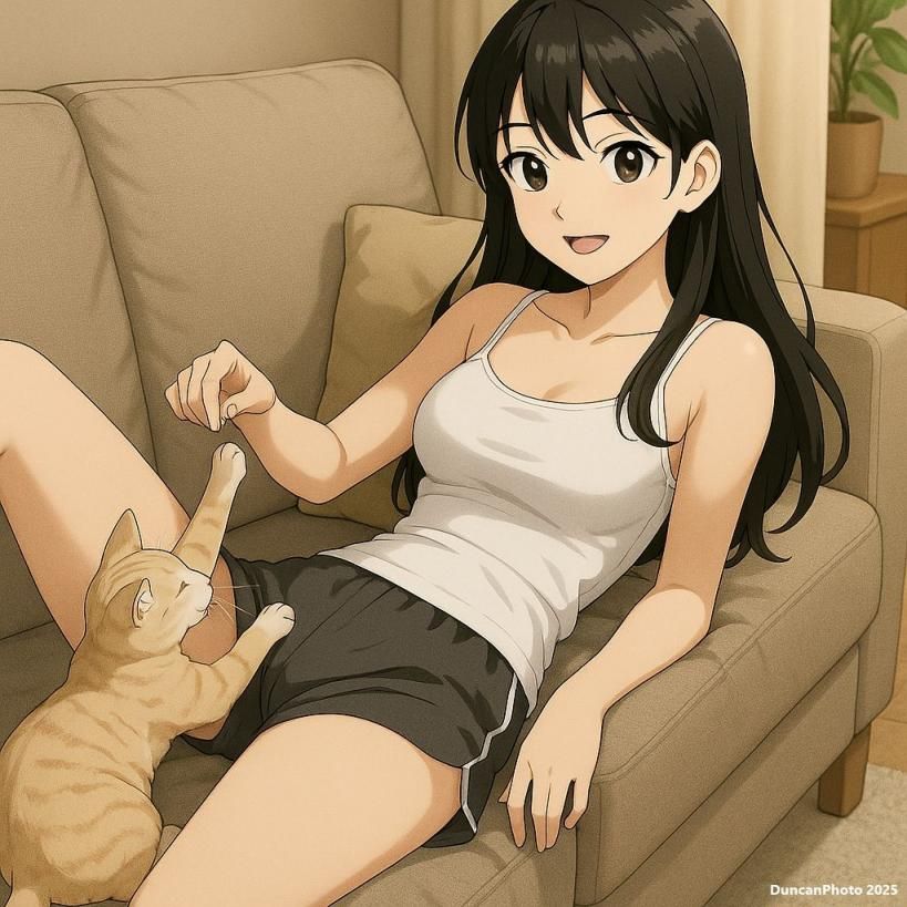 雪儿独家福利：少女与萌猫咪的慵懒午后，看她如何在家与爱宠甜蜜互动，居家服下的性感