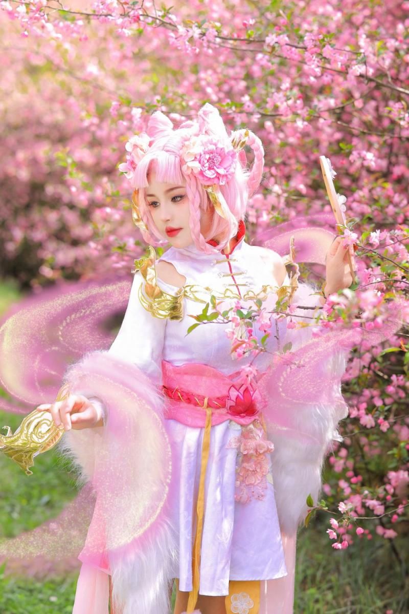 樱花树下的顶级白虎 Top white tiger under the che