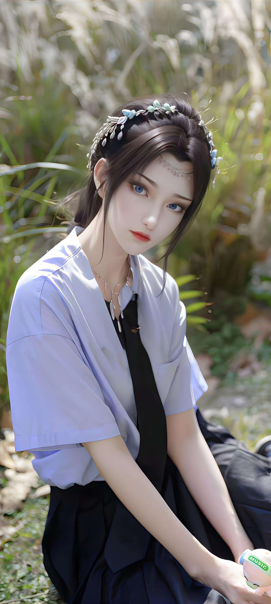 芦苇荡边的少女秋日私语 Girl whispers in autumn by the reed marsh