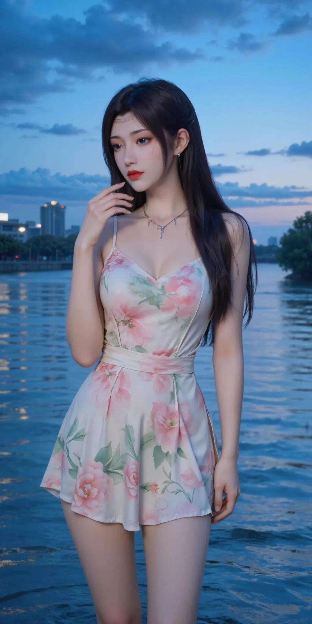学妹在湖边的黄昏 Schoolgirl at dusk by the lake