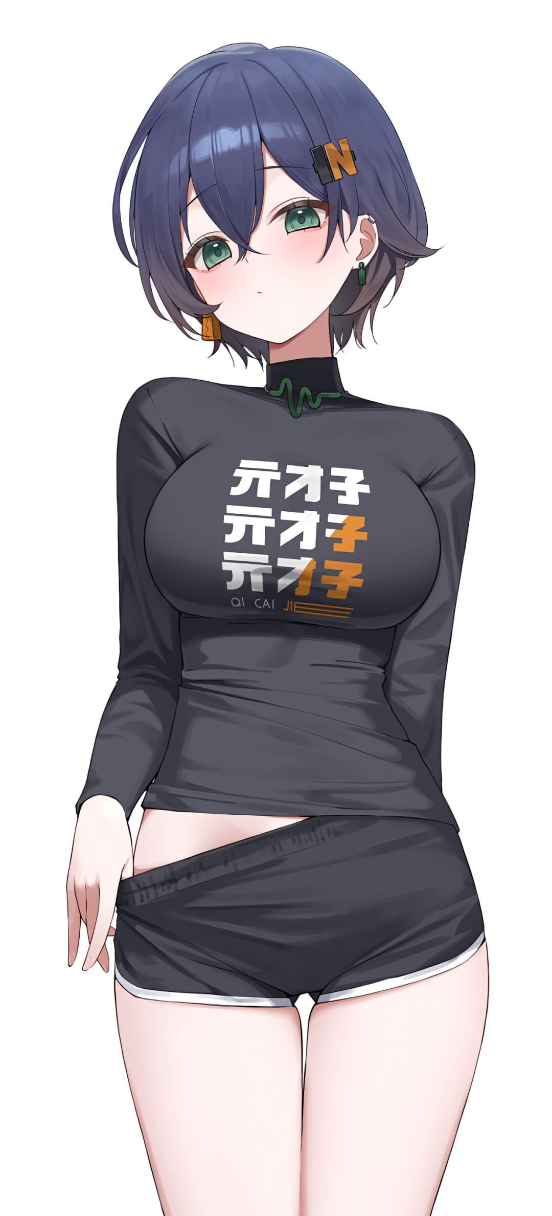 少女的秘密花园：黑色紧身衣下的诱人曲线