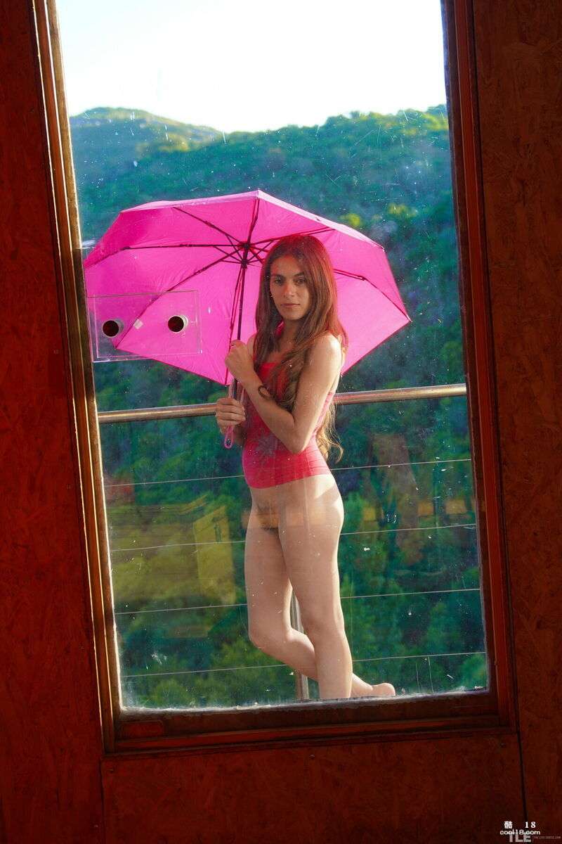 Paloma D 在窗边摆出捆绑姿势，用有趣的性玩具摩擦她毛茸茸的阴部 Paloma D poses in bondage by the window, rubbing her hairy pussy with a fun sex toy