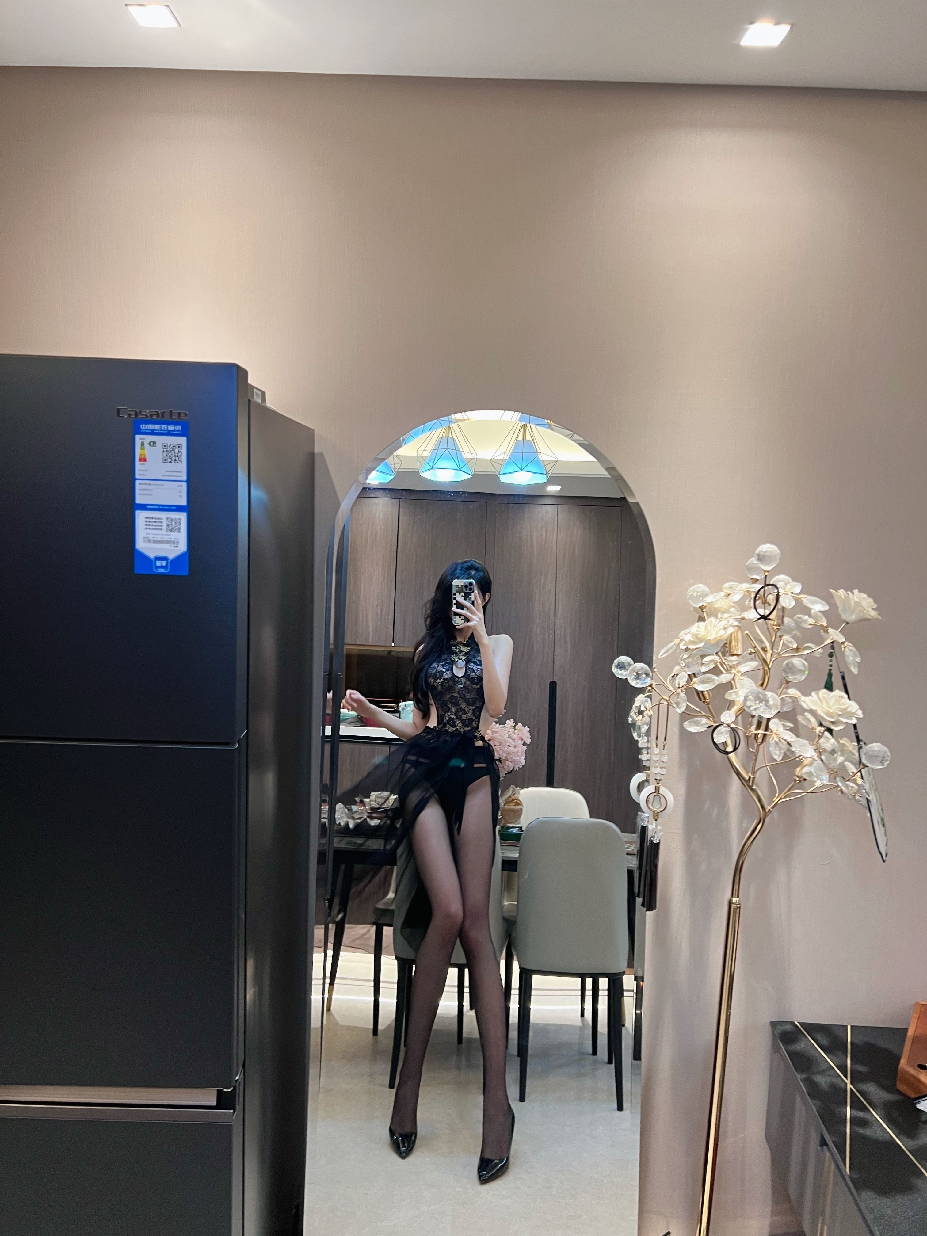 葛征公寓私密写真：黑色蕾丝诱惑，极致性感 Ge Zheng Apartment'